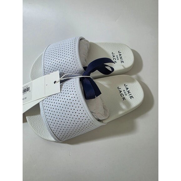 Janie & Jack White Perforated Slide Kids Sandals Size 9 - Picture 7 of 8
